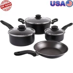7 Piece Nonstick Aluminum Cookware Set Dishwasher Safe Essential Pots Pans New. Fixed Price $32.16.