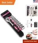 Elegant 1/4 Inch Pink Ratchet Wrench Set - 10 Chrome Vanadium Sockets Included. Fixed Price $22.99.