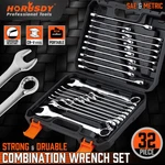 32PC Combination Wrench Spanner Set Sae Metric 1/4-1" &7-22MM 12 Point With Case. Fixed Price $56.99.