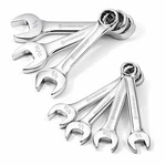 Powerbuilt Stubby Combination Wrench Tool Set, Piece 7PC Sae, Silver. Fixed Price $49.99.
