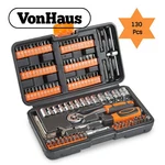 130PC Socket Wrench And Screwdriver Bit Sets With Carry Case - Vonhaus. Fixed Price $30.16.