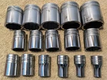 Snap-on Tools 1/2" 16PC 12PT Sae Flank Drive Shallow Socket Set 3/8-1-5/16". Fixed Price $218.00.