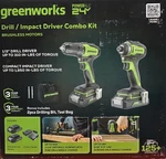 Greenworks 24V Max Cordless Drill & Impact Driver, Batteries, Charger Combo Kit. Fixed Price $189.61.