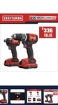 Craftsman V20 Rp 2-TOOL Brushless Drill/ Impact Combo Kit, Batteries/ Charger. Fixed Price $130.00.
