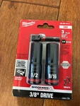 Milwaukee 49-66-4417 3PC Thin Wall Deep Impact Socket Set W/ Hex Adaptor. Fixed Price $14.19.