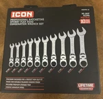 Icon WRSTFM-10 Metric Ratcheting Stubby Flex Head Combination Wrench Set. Fixed Price $120.00.
