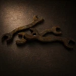 Antique Wavy Open End Wrench Set 3PC Square Socket Farm Tool Iron. Fixed Price $59.00.