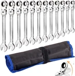 Qnkaa 12 Piece Ratcheting Wrench Set 8-19MM Flex Head Spanner Kit. Fixed Price $54.71.