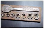 Vintage Plumb Rachet & Socket Set - # 5249 Orignial Wood Box Large Mark. Fixed Price $134.70.