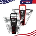 Eaceliy 30PCS Combination Wrench Set With Metric & Sae 8-22MM 1/4-1" Cr-v Steel. Fixed Price $53.99.