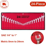 24-PIECE Master Combination Wrench Set With Roll-up Storage Pouch Sae 1/4. Fixed Price $36.06.