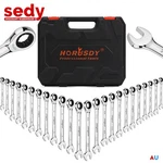 24PC Flat Ratcheting Wrench Combination Spanner Tool Set Sae & Metric With Case. Fixed Price $60.99.