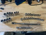 Kobalt 3/8IN 35 Piece Socket Set Sae And Metric Combo Deep Shallow + Wrench. Fixed Price $66.00.