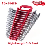 15-PIECE Premium Angle Head Open End Wrench Set, Chrome Vanadium Steel Metric. Fixed Price $93.77.