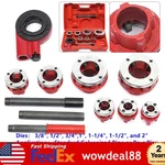 7 SIZE(3/8''-2")DIES Hand Ratchet Pipe Threader Set Plumbing Reversing Knob Tool. Fixed Price $83.87.