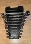 Vtg. Craftsman Combo Wrench Set 9 Pc. Sae Va 1/4-3/4 Hang. Holder Excellent Usa. Fixed Price $42.00.