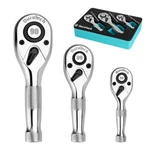 Duratech 3PCS Stubby Ratchet Wrench Set 1/4" 3/8" 1/2" Dr Socket 90-TOOTH. Fixed Price $38.99.
