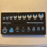 Duratech 18-PIECE 3/8" Drive Wrench Set/ Missing 3/4 Crowfoot/chrome. Fixed Price $40.00.