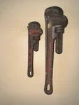 Vintage Rigid Heavy Duty Pipe Wrench Set 8" And 12". Barn Fresh. (T11). Fixed Price $17.50.