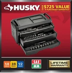Husky 280-PIECE Sae/metric Mechanics Tool Set With Box 1/4IN, 3/8IN, 1/2IN. Fixed Price $107.99.