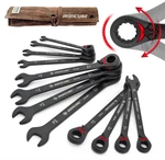 12PC Rev. Ratchet Wrench Set 8-19MM, Black, Canvas Bag Auto/moto Repair. Fixed Price $46.49.