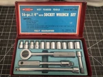 Vintage Mark 16PC 1/4 Drive Socket Wrench Set Red Tin Made Japan. Fixed Price $39.99.
