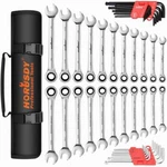 Horusdy 48PC Ratcheting Wrench Set Ball End Hex Key Sae & Metric Gear With Pouch. Fixed Price $51.85.