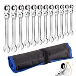 Qnkaa Flexible Ratchet Wrench 12PCS 8-19MM 12-PIECE Metric Set, Silver. Fixed Price $70.49.