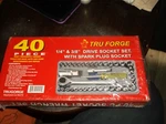 Tru Forge 1/4"& 3/8" Drive 40 Piece Socket Wrench Set With Spark Plug. Fixed Price $8.00.