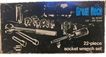 Vintage Great Neck No. SO22, Piece 1/4 & 3/8 Drive Socket Wrench Set. Nos. Fixed Price $49.95.