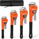 Pack Heavy Duty Pipe Wrench Set, Adjustable 8" 10" 12" 14" Soft Grip Plumbing. Fixed Price $49.89.