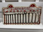 Vintage Oxwall #3972 14 Piece Box & Open Wrench Set Sae E-z Hang-up Kit. Fixed Price $16.00.