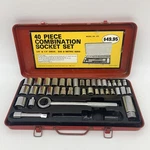 Vtg 1981 Combination Socket Tool Set Of 40 Pc. Original 12.5" Red Metal Box. Fixed Price $49.99.