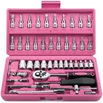 Pink Ratchet Wrenches Set For Auto Repair - 46 Pc. Fixed Price $35.19.