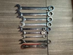 Lot Of 9 Gearwrench & Husky Sae/mm Ratcheting Flex Head Combination Wrenches. Fixed Price $39.95.