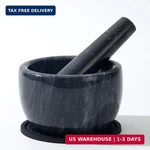 Heavy Duty Mortar And Pestle, Natural Marble Set, Black. Fixed Price $20.99.