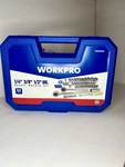 Workpro 52 Piece Ratcheting Socket Set 1/4 3/8 1/2 Heavy Duty Holder Included. Fixed Price $45.00.