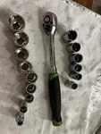 Pittsburgh 3/8" Drive Low Profile Reversible Ratchet With Sockets *read. Fixed Price $15.00.