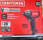 Craftsman CMCF920B V20 1/2 In. Cordless Brushless Impact Wrench Tool Only New. Fixed Price $104.33.