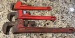 (3)- Pipe Wrench Set- Ridgid 14 , Fuller 10 Unbranded. Lot Of Three. Fixed Price $37.89.