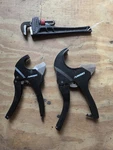 Husky Plumbing Tools Lot 3 Pipe Cutter And Wrench. Fixed Price $26.00.