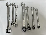 Sae & Metric Gear Wrench Ratchet Seven Piece Set Chrome Work Great. Fixed Price $34.99.